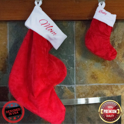 Mama & Baby Stocking Set - Maternity Christmas Stocking with Baby Stocking Inside
