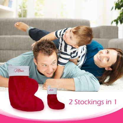 Mama & Baby Stocking Set - Maternity Christmas Stocking with Baby Stocking Inside