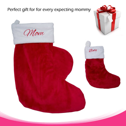 Mama & Baby Stocking Set - Maternity Christmas Stocking with Baby Stocking Inside